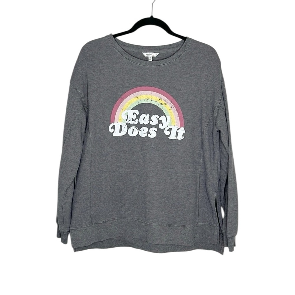 WILDFOX Easy Does It Rainbow Gray Sweatshirt size Medium